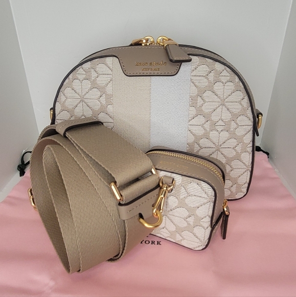 kate spade Handbags - Kate Spade Flower Jacquard Stripe Addy Medium Dome Crossbody